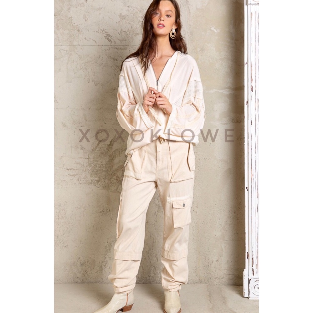 POL Cream Hoodie Pullover Half Zip Oversized Fit - Picture 6 of 11